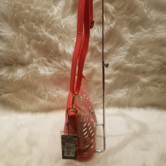CORAL RHINESTONE CROSSBODY SLING - Picture 6 of 7